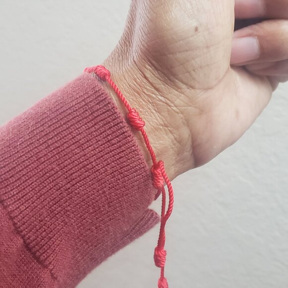 DOUBLE PROTECTION EVIL EYE Drawstring Bracelet Red - Picture 2 of 5